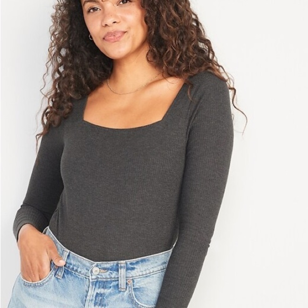 Old Navy Dark Gray Long Sleeve Bodysuit
